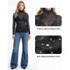 image:imageMANGOPOP Womens Glitter Mesh Top Long Sleeve Sexy See Through Sheer Stretchy Sparkly Going Out Tops01111 Black