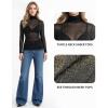 image:imageMANGOPOP Womens Glitter Mesh Top Long Sleeve Sexy See Through Sheer Stretchy Sparkly Going Out TopsB02 Long Sleeve Golden Glitter