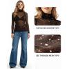 image:imageMANGOPOP Womens Glitter Mesh Top Long Sleeve Sexy See Through Sheer Stretchy Sparkly Going Out TopsBrown