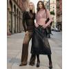 image:imageMANGOPOP Womens Glitter Mesh Top Long Sleeve Sexy See Through Sheer Stretchy Sparkly Going Out TopsCoral