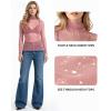 image:imageMANGOPOP Womens Glitter Mesh Top Long Sleeve Sexy See Through Sheer Stretchy Sparkly Going Out TopsCoral