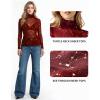 image:imageMANGOPOP Womens Glitter Mesh Top Long Sleeve Sexy See Through Sheer Stretchy Sparkly Going Out TopsRed