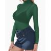 image:imageMANGOPOP Womens Mesh Top Long Sleeve See Through Mock Neck Blouse Sheer Sexy T Shirts Clubwear BodyconDeep Greenturquoise