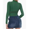 image:imageMANGOPOP Womens Mesh Top Long Sleeve See Through Mock Neck Blouse Sheer Sexy T Shirts Clubwear BodyconDeep Greenturquoise