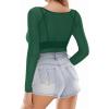 image:imageMANGOPOP Womens Mesh Tops Long Sleeve Sheer T Shirts See Through Blouse Bodycon ClubwearDeep Greenturquoise
