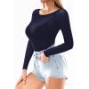 image:imageMANGOPOP Womens Mesh Tops Long Sleeve Sheer T Shirts See Through Blouse Bodycon ClubwearNavy