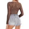 image:imageMANGOPOP Womens Mesh Tops Long Sleeve Sheer T Shirts See Through Blouse Bodycon ClubwearTie Dye