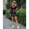 image:imageMANGOPOP Womens Mesh Tops Long Sleeve Sheer T Shirts See Through Blouse Bodycon ClubwearVelvet Lips