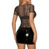 image:imageMANGOPOP Womens Short Sleeve Glitter Mesh TopA01 Short Sleeve Black