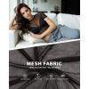 image:imageMANGOPOP Womens Short Sleeve Long Sleeve Sheer Mesh Crop Tops Tee Shirt Blouse1068black