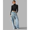 image:imageMANGOPOP Womens Short Sleeve Long Sleeve Sheer Mesh Crop Tops Tee Shirt BlouseBlack Rhinestone