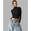 image:imageMANGOPOP Womens Short Sleeve Long Sleeve Sheer Mesh Crop Tops Tee Shirt BlouseBlack Rhinestone