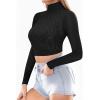 image:imageMANGOPOP Womens Short Sleeve Long Sleeve Sheer Mesh Crop Tops Tee Shirt BlouseBlack Rhinestone