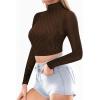 image:imageMANGOPOP Womens Short Sleeve Long Sleeve Sheer Mesh Crop Tops Tee Shirt BlouseCoffee Rhinestone