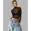 image:imageMANGOPOP Womens Short Sleeve Long Sleeve Sheer Mesh Crop Tops Tee Shirt BlouseVelvet Heart