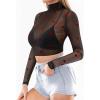 image:imageMANGOPOP Womens Short Sleeve Long Sleeve Sheer Mesh Crop Tops Tee Shirt BlouseVelvet Heart
