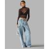 image:imageMANGOPOP Womens Short Sleeve Long Sleeve Sheer Mesh Crop Tops Tee Shirt BlouseVelvet Heart