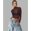 image:imageMANGOPOP Womens Short Sleeve Long Sleeve Sheer Mesh Crop Tops Tee Shirt BlouseVelvet Lips