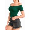 image:imageMANGOPOP Off The Shoulder Tops for Women Sexy Short Sleeve T Shirt Tops Slim FittedC2short Sleeve Deep Green