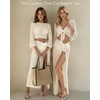image:imageMANGOPOP 2 Piece Swimsuit Coverup for Women Crochet Bathing Suit Cover Up Set for Beach Pool VacationAcream White