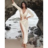 image:imageMANGOPOP 2 Piece Swimsuit Coverup for Women Crochet Bathing Suit Cover Up Set for Beach Pool VacationAcream White