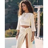 image:imageMANGOPOP 2 Piece Swimsuit Coverup for Women Crochet Bathing Suit Cover Up Set for Beach Pool VacationAcream White