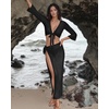 image:imageMANGOPOP 2 Piece Swimsuit Coverup for Women Crochet Bathing Suit Cover Up Set for Beach Pool VacationBlack