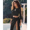 image:imageMANGOPOP 2 Piece Swimsuit Coverup for Women Crochet Bathing Suit Cover Up Set for Beach Pool VacationBlack