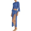 image:imageMANGOPOP 2 Piece Swimsuit Coverup for Women Crochet Bathing Suit Cover Up Set for Beach Pool VacationBlue