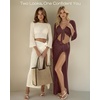 image:imageMANGOPOP 2 Piece Swimsuit Coverup for Women Crochet Bathing Suit Cover Up Set for Beach Pool VacationBrown