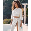 image:imageMANGOPOP 2 Piece Swimsuit Coverup for Women Crochet Bathing Suit Cover Up Set for Beach Pool VacationWhite
