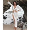 image:imageMANGOPOP 2 Piece Swimsuit Coverup for Women Crochet Bathing Suit Cover Up Set for Beach Pool VacationWhite