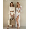 image:imageMANGOPOP 2 Piece Swimsuit Coverup for Women Crochet Bathing Suit Cover Up Set for Beach Pool VacationWhite