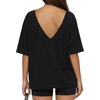 image:imageMANGOPOP 34 Sleeve Oversized Tops for Women Reversible V Neck Crew Neck Loose Casual Summer Trendy Side Slit T Shirts 2026Black