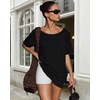 image:imageMANGOPOP 34 Sleeve Oversized Tops for Women Reversible V Neck Crew Neck Loose Casual Summer Trendy Side Slit T Shirts 2026Black