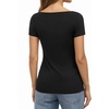 image:imageMANGOPOP Short Sleeve Boat Neck Tops for Women Fitted Tight Shirts Summer Y2k Basic Tops 2026 Spring OutfitsBlack