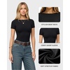 image:imageMANGOPOP Short Sleeve Boat Neck Tops for Women Fitted Tight Shirts Summer Y2k Basic Tops 2026 Spring OutfitsBlack