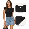 image:imageMANGOPOP Women Crew Neck Ruffle Sleeveless Tops Going Out Shirt Casual Blouses Spring 2026 Summer T ShirtsBlack