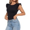 image:imageMANGOPOP Women Crew Neck Ruffle Sleeveless Tops Going Out Shirt Casual Blouses Spring 2026 Summer T ShirtsBlack