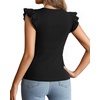 image:imageMANGOPOP Women Crew Neck Ruffle Sleeveless Tops Going Out Shirt Casual Blouses Spring 2026 Summer T ShirtsBlack