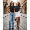image:imageMANGOPOP Women Crew Neck Ruffle Sleeveless Tops Going Out Shirt Casual Blouses Spring 2026 Summer T ShirtsDeep Blue
