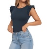 image:imageMANGOPOP Women Crew Neck Ruffle Sleeveless Tops Going Out Shirt Casual Blouses Spring 2026 Summer T ShirtsDeep Blue