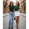 image:imageMANGOPOP Women Crew Neck Ruffle Sleeveless Tops Going Out Shirt Casual Blouses Spring 2026 Summer T ShirtsDeep Green