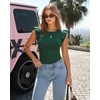 image:imageMANGOPOP Women Crew Neck Ruffle Sleeveless Tops Going Out Shirt Casual Blouses Spring 2026 Summer T ShirtsDeep Green