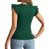 image:imageMANGOPOP Women Crew Neck Ruffle Sleeveless Tops Going Out Shirt Casual Blouses Spring 2026 Summer T ShirtsDeep Green