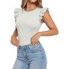 image:imageMANGOPOP Women Crew Neck Ruffle Sleeveless Tops Going Out Shirt Casual Blouses Spring 2026 Summer T ShirtsLight Grey