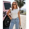 image:imageMANGOPOP Women Crew Neck Ruffle Sleeveless Tops Going Out Shirt Casual Blouses Spring 2026 Summer T ShirtsLight Grey