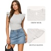 image:imageMANGOPOP Women Crew Neck Ruffle Sleeveless Tops Going Out Shirt Casual Blouses Spring 2026 Summer T ShirtsLight Grey
