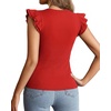 image:imageMANGOPOP Women Crew Neck Ruffle Sleeveless Tops Going Out Shirt Casual Blouses Spring 2026 Summer T ShirtsRed