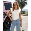 image:imageMANGOPOP Women Crew Neck Ruffle Sleeveless Tops Going Out Shirt Casual Blouses Spring 2026 Summer T ShirtsWhite